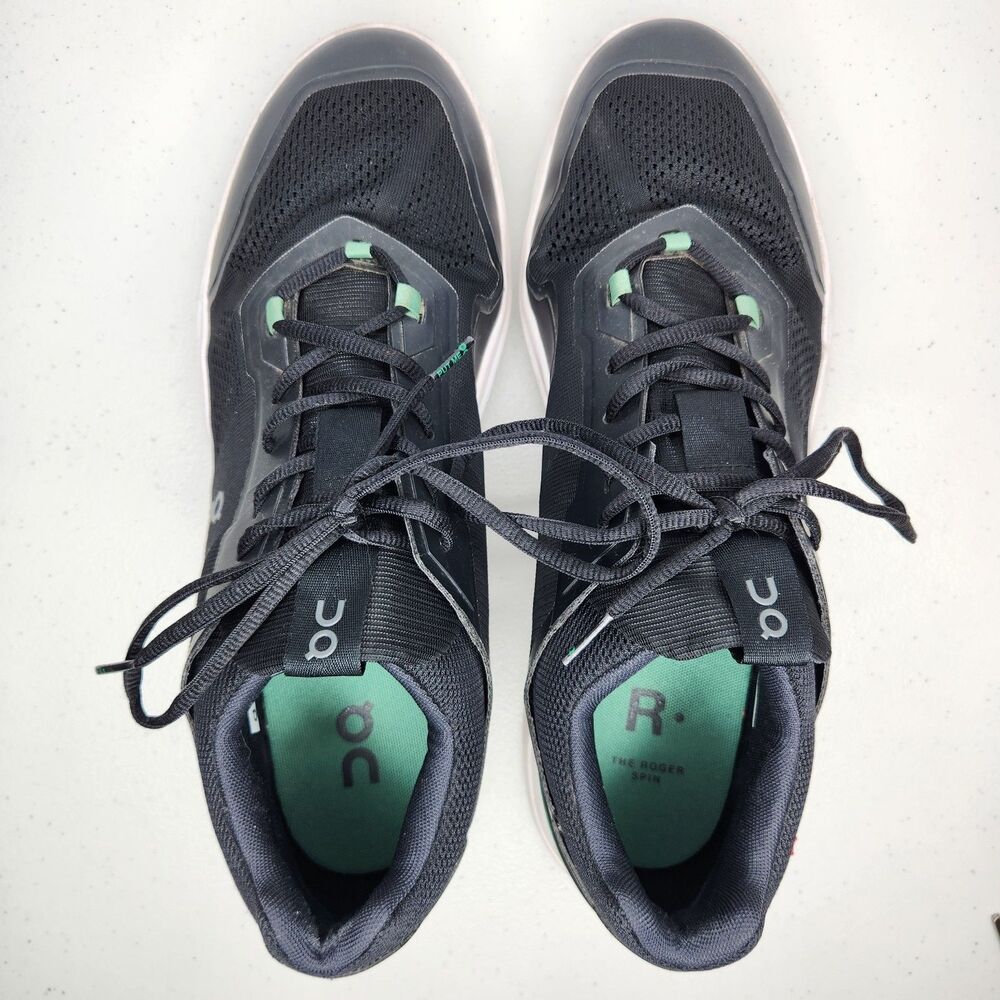 On Cloud Men's The Roger Spin Sneakers, Black Green Size 13 - Picture 6 of 12